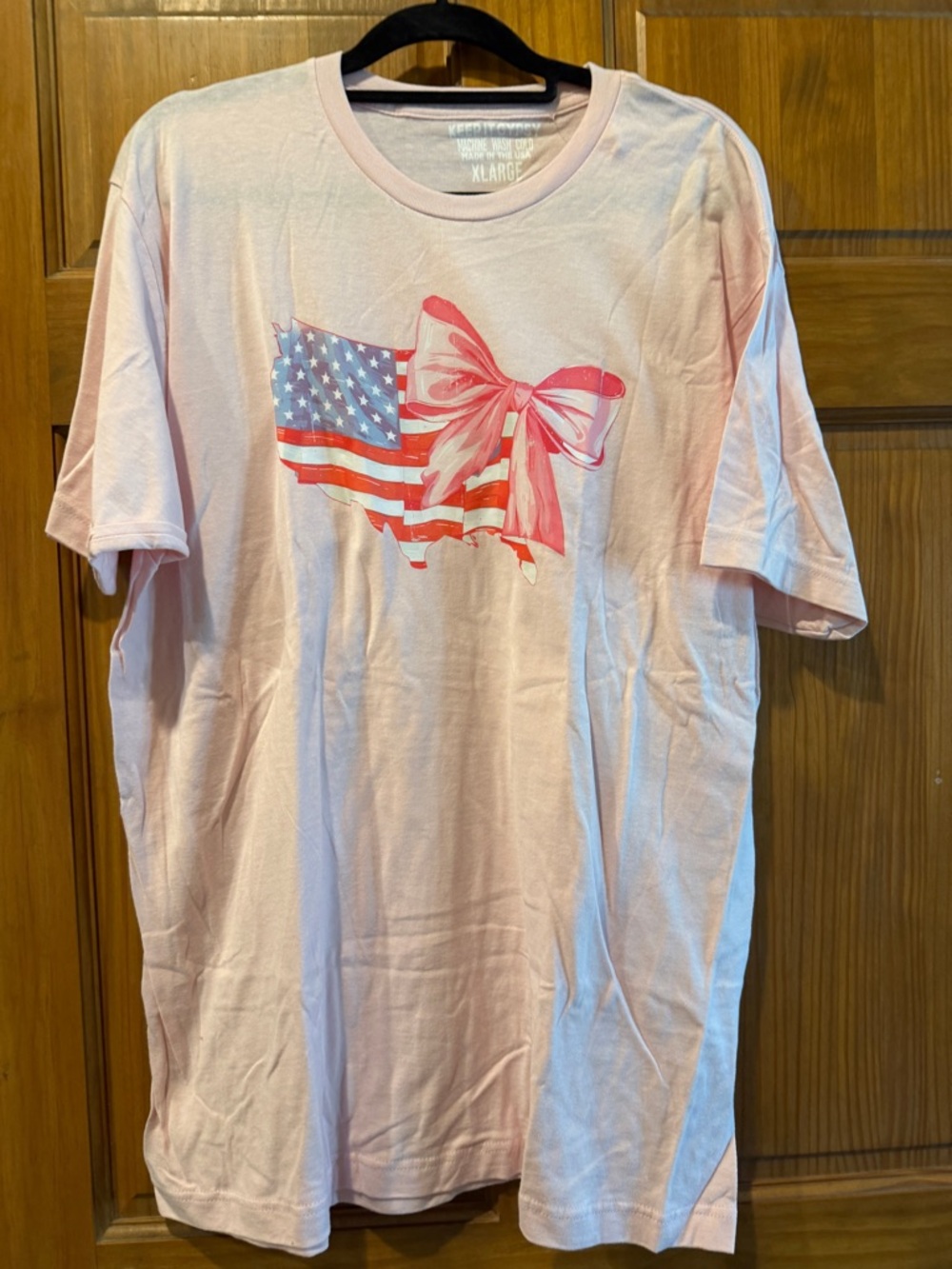 NWOT! Sz xl Keep it Gypsy Pink Graphic Tee with American Flag Bow